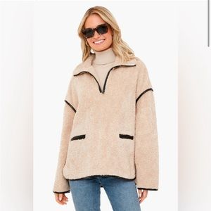 Tuckernuck Ivory Rhodes Shearling Quarter Zip Pullover Size Medium